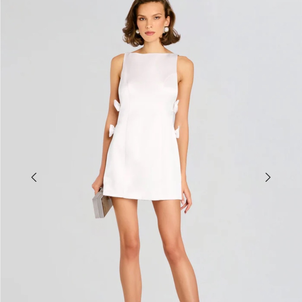Retrofete Nadine Satin White Mini Dress
